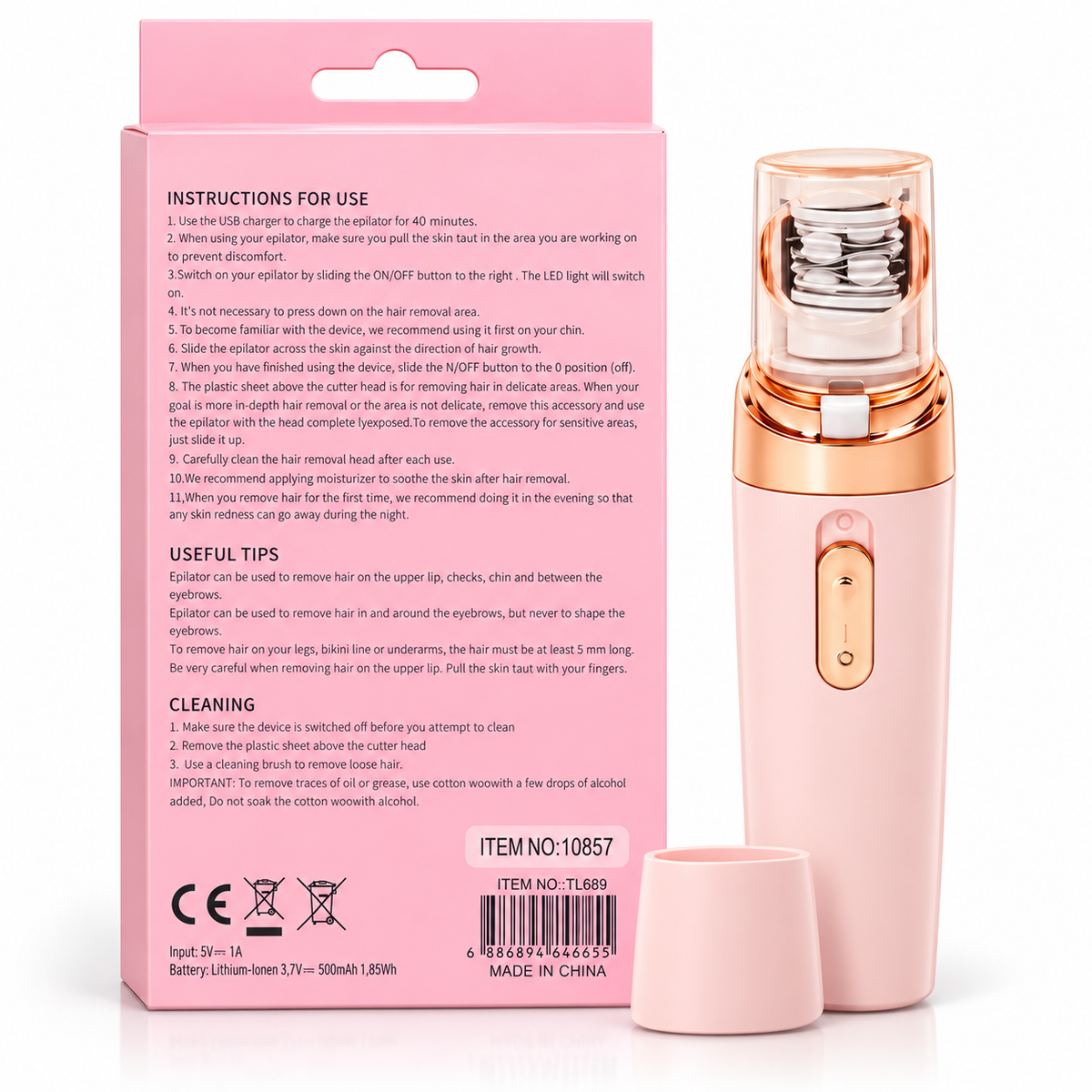 Mini depilator elektryczny 10857 – ujęcie dodatkowe produktu i opakowania