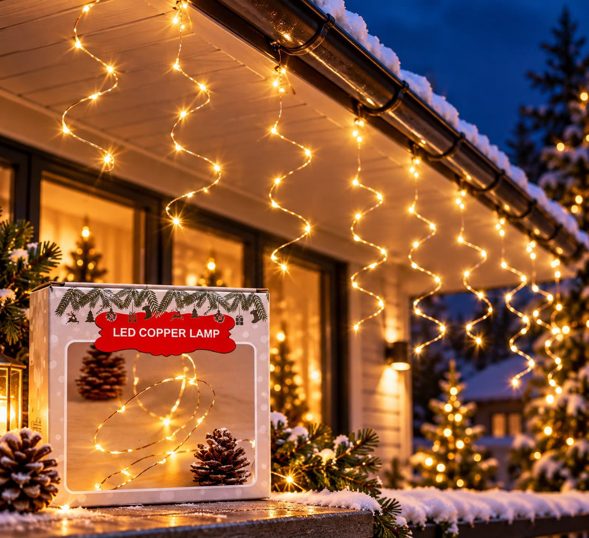 Lampki LED miedziany drut 3541 – dekoracja na tarasie