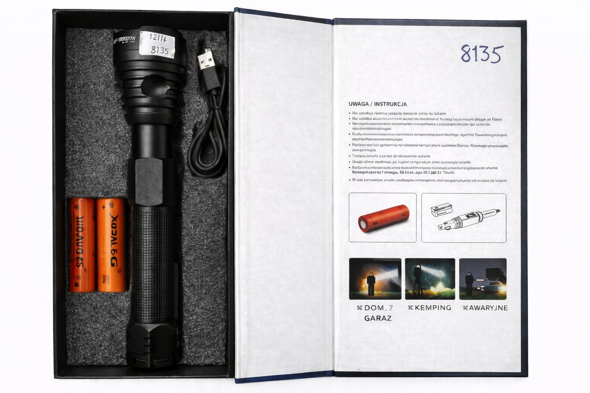 Latarka LED X-BALOG P100 USB Akumulatorowa – Mocna i Wytrzymała – zdjęcie 3