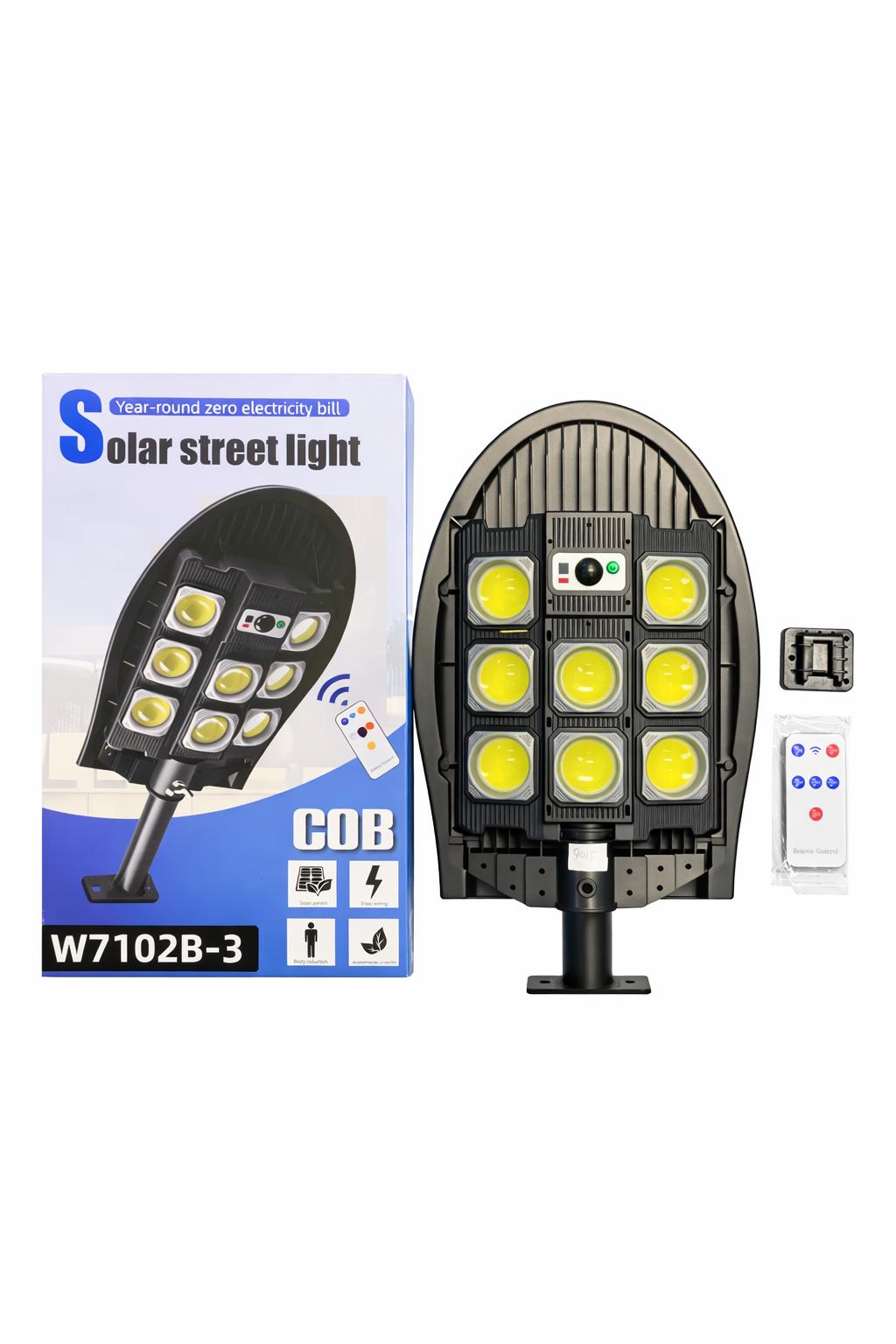 Solarna Lampa Uliczna 8xCOB z Pilotem Zdalnego Sterowania – zdjęcie główne