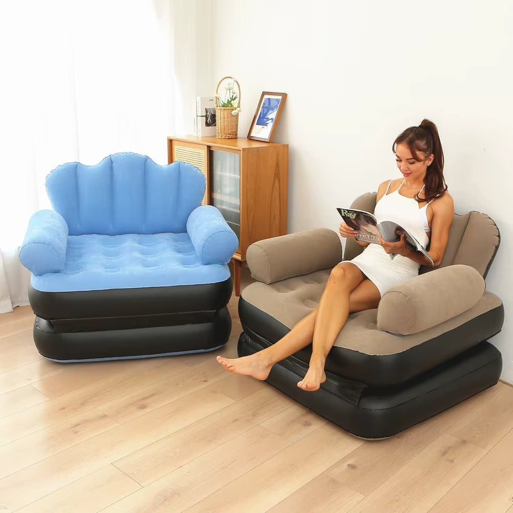 Dmuchany Fotel Sofa z Podnóżkiem – Przenośny Komfort w Domu i – zdjęcie 2