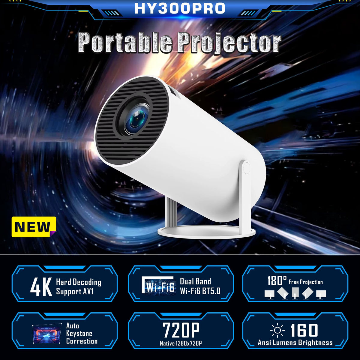 Przenośny Projektor HD Smart – Kino w Twoim Domu! Regulowana – zdjęcie 3