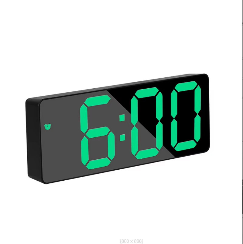 Budzik LED Lustro Cyfrowy Zegar Alarmowy Regulacja Jasności