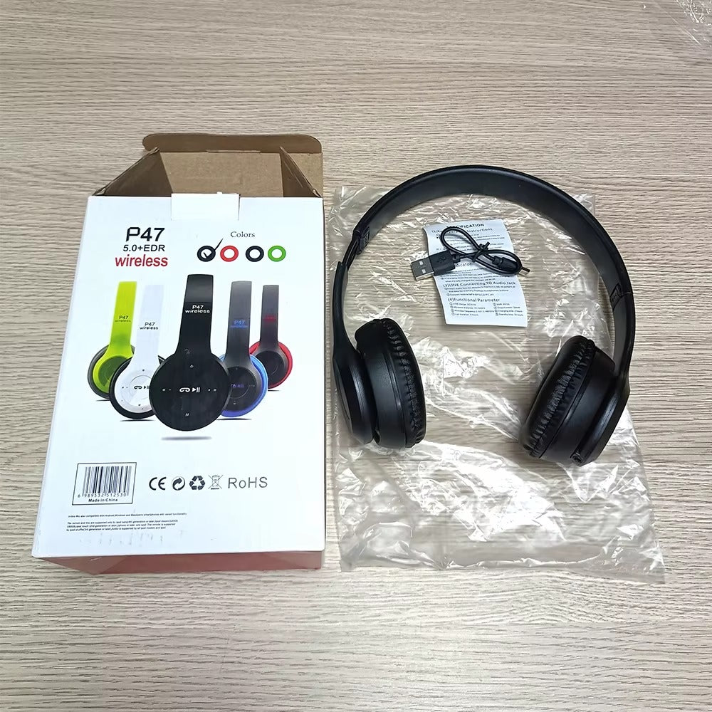 Słuchawki Bezprzewodowe P47 Bluetooth z Mikrofonem LED - Składane
