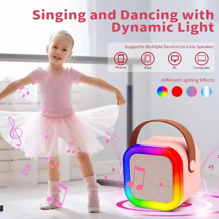 Zestaw Karaoke Bluetooth z Dwoma Mikrofonami i Głośnikiem RGB