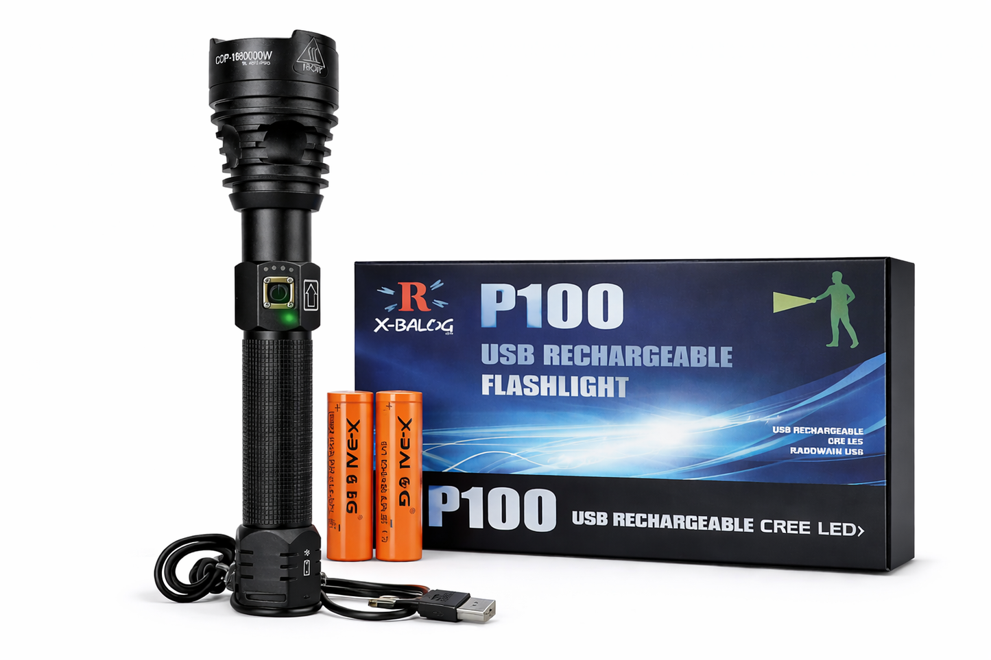 Latarka LED X-BALOG P100 USB Akumulatorowa - Mocna i Wytrzymała