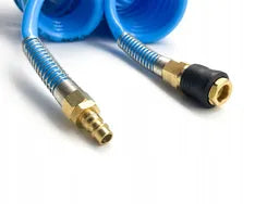 Wąż pneumatyczny spiralny z szybkozłączkami - Niebieski