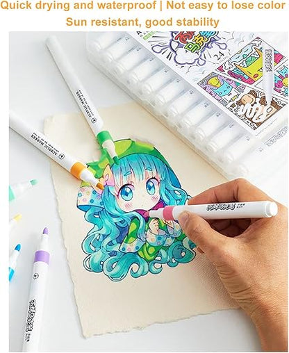 Zestaw 24 Markerów Akrylowych w Etui - Idealny dla Artystów