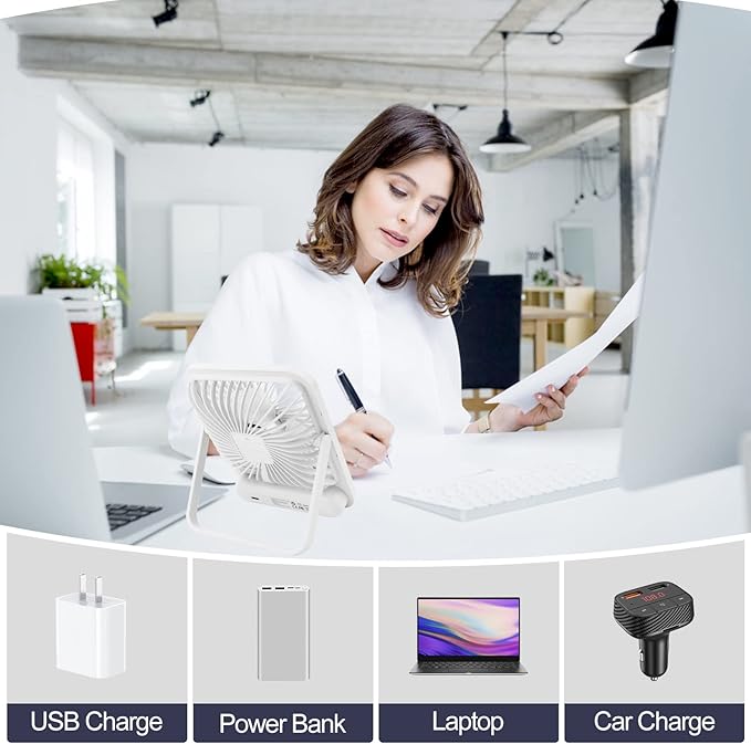 Przenośny Wentylator USB z Wyświetlaczem Baterii | Idealny na Biurko