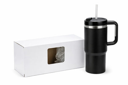 Stanley Style Kubek Termiczny 1.2L 40oz Ze Stali Nierdzewnej z Uchytem i Słomką – Czarny Kubek Termiczny