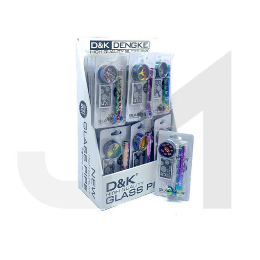 D&K Dengke Tęczowa Fajka Szklana Zestaw z Młynkiem i Sitkami