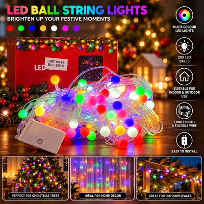 Lampki LED kulki 200 multikolor – zdjęcie promocyjne