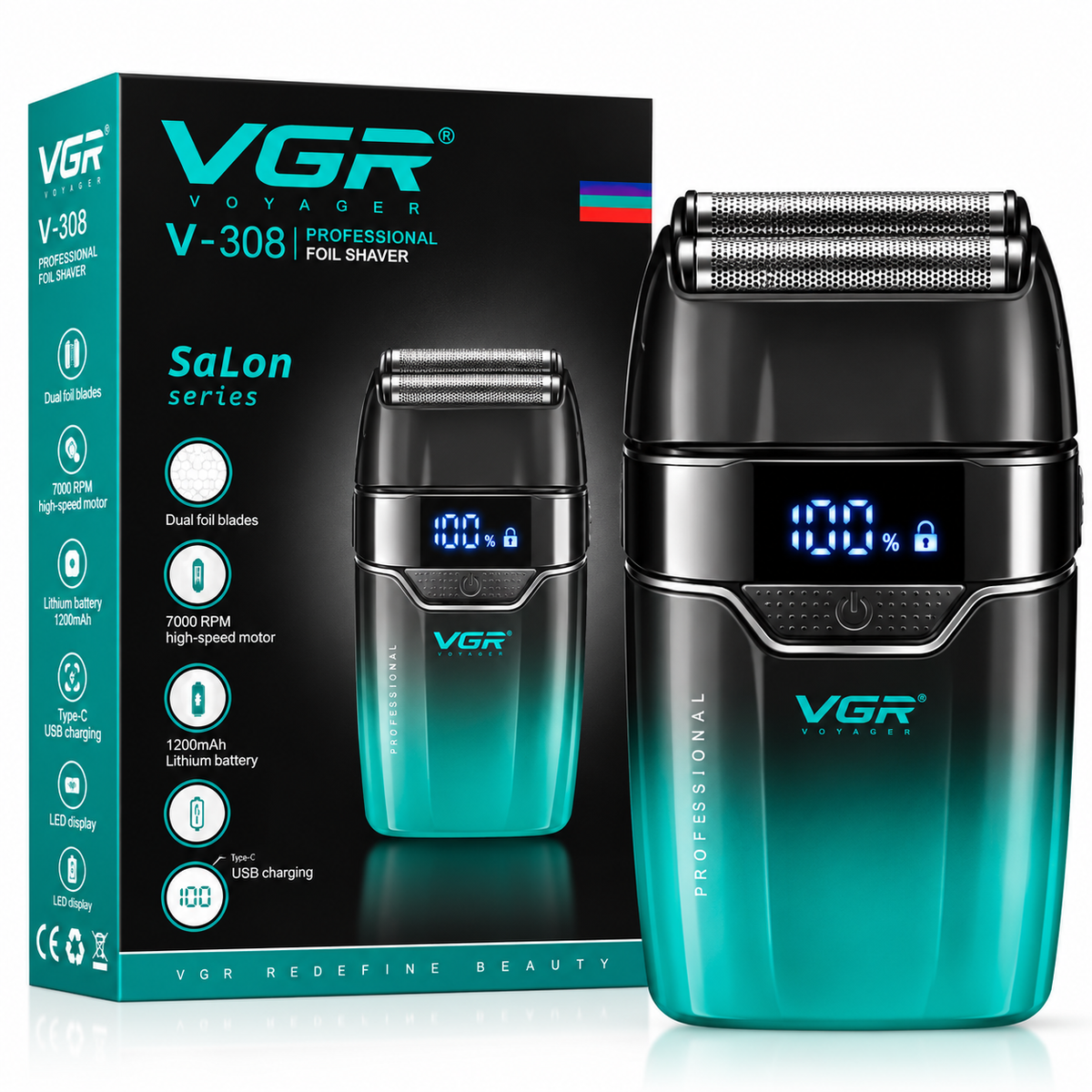 Golarka foliowa VGR V-308, zielono-czarna SKU 10629