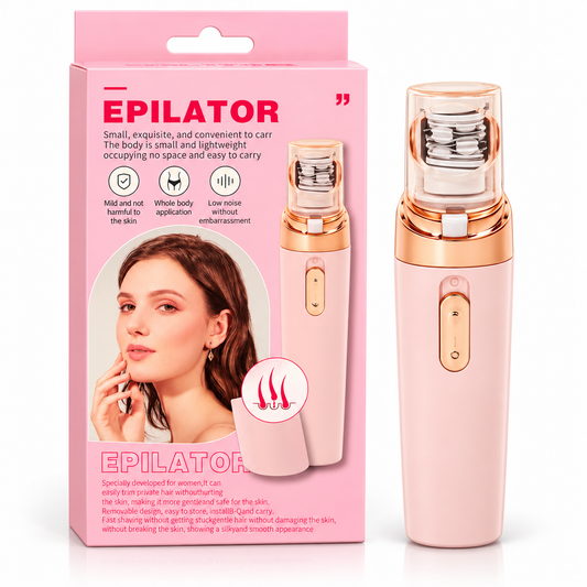 Mini depilator elektryczny bezprzewodowy 10857 – produkt z różowym pudełkiem
