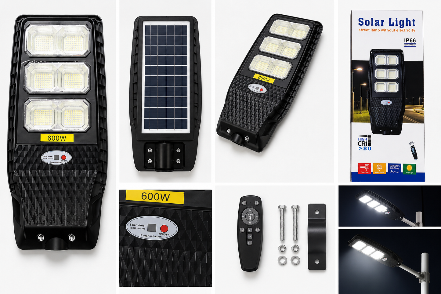 Solarna Lampa Uliczna LED 600W IP66 z Pilotem - Oszczędność Energii