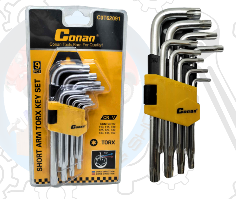 Klucze Torx Conan CR-V 9 szt. Zestaw Krótkich Kluczy T10-T50