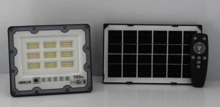 Naświetlacz Solarny LED GREELITE 100W z Pilotem - Oświetlenie Ogrodowe