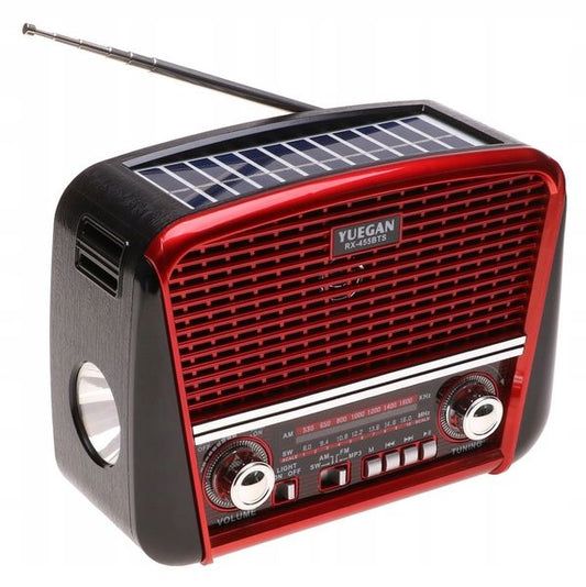Radio Solarne Bluetooth Retro AM/FM/SW z Latarką | Wielofunkcyjne