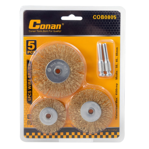 Zestaw 5 Szczotek Drucianych Conan z Trzpieńami do Wiertarki