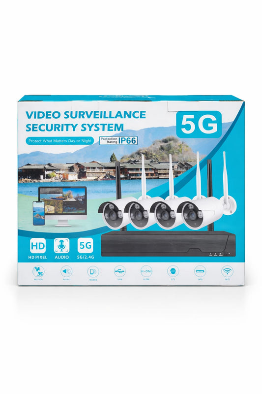 Bezprzewodowy System Monitoringu 5G HD z 4 Kamerami Zewnętrznymi IP66
