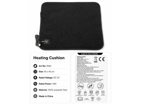 Poduszka Grzewcza 45x45 cm USB 5 V 10 W – Czarna – zdjęcie główne