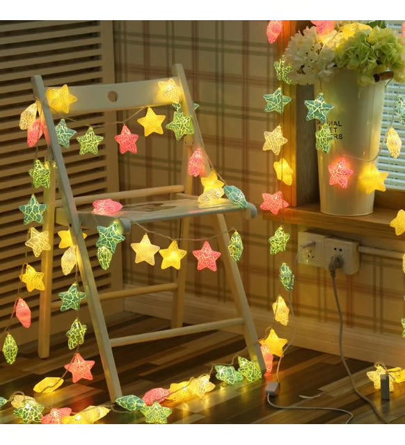 Kolorowe Lampki LED Gwiazdki Dekoracyjne z Efektem Pęknięć