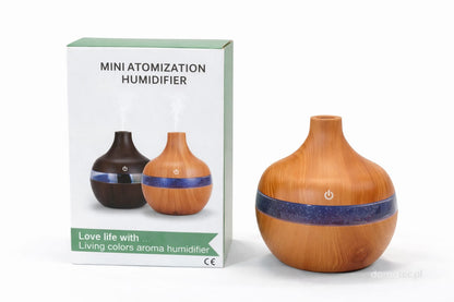 Dyfuzor Zapachowy i Nawilżacz Powietrza z Oświetleniem LED - Drewnopodobny