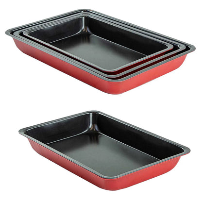 Zestaw 3 Blach do Pieczenia Non-Stick Czerwone - Idealne do Twojej Kuchni