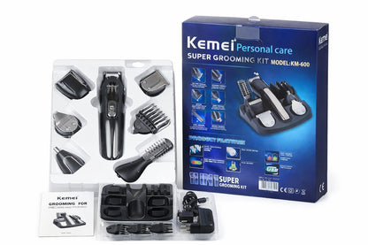 Zestaw Kemei KM-600 11w1 Trymer Akumulatorowy Męski Do Włosów i Brody
