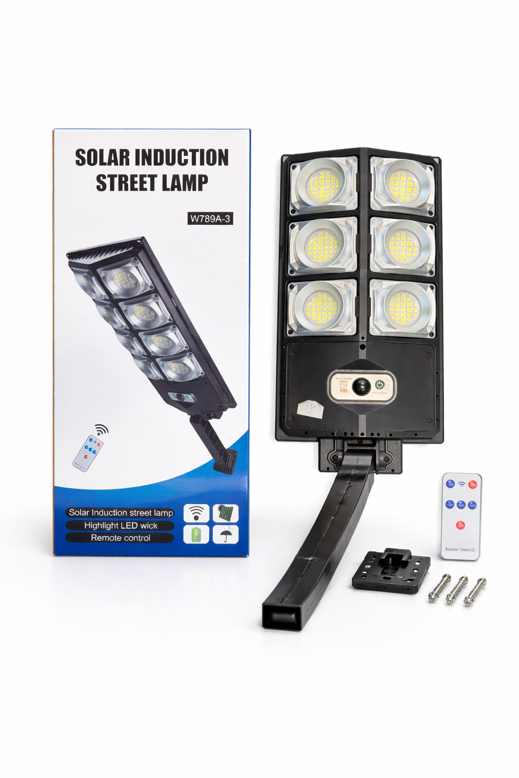 Lampa Uliczna Solarna Indukcyjna z 6 Żarówkami LED i Pilotem
