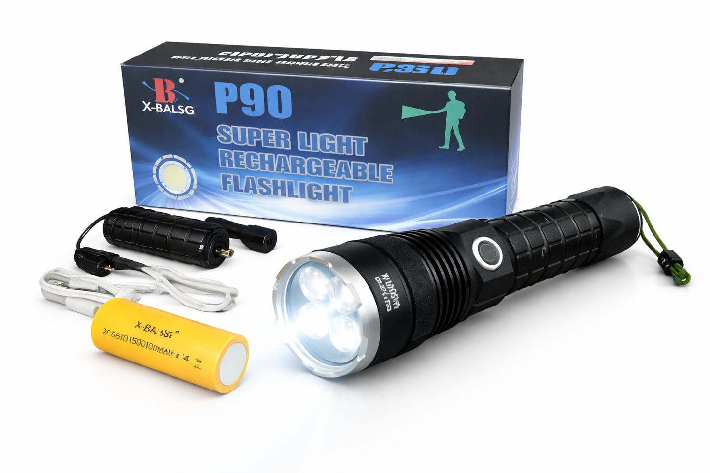 Latarka Taktyczna P90 Super Jasna z Zestawem Narzędzi Awaryjnych