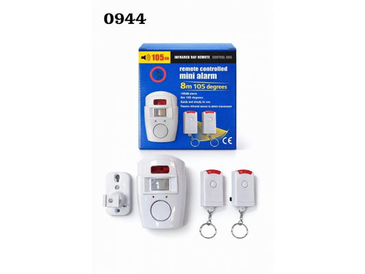 Bezprzewodowy Mini Alarm PIR 105dB z 2 Pilotami – zdjęcie główne