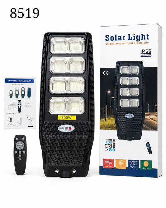 Solarna Lampa Uliczna LED 800W IP66 z Pilotem i Czujnikiem Ruchu