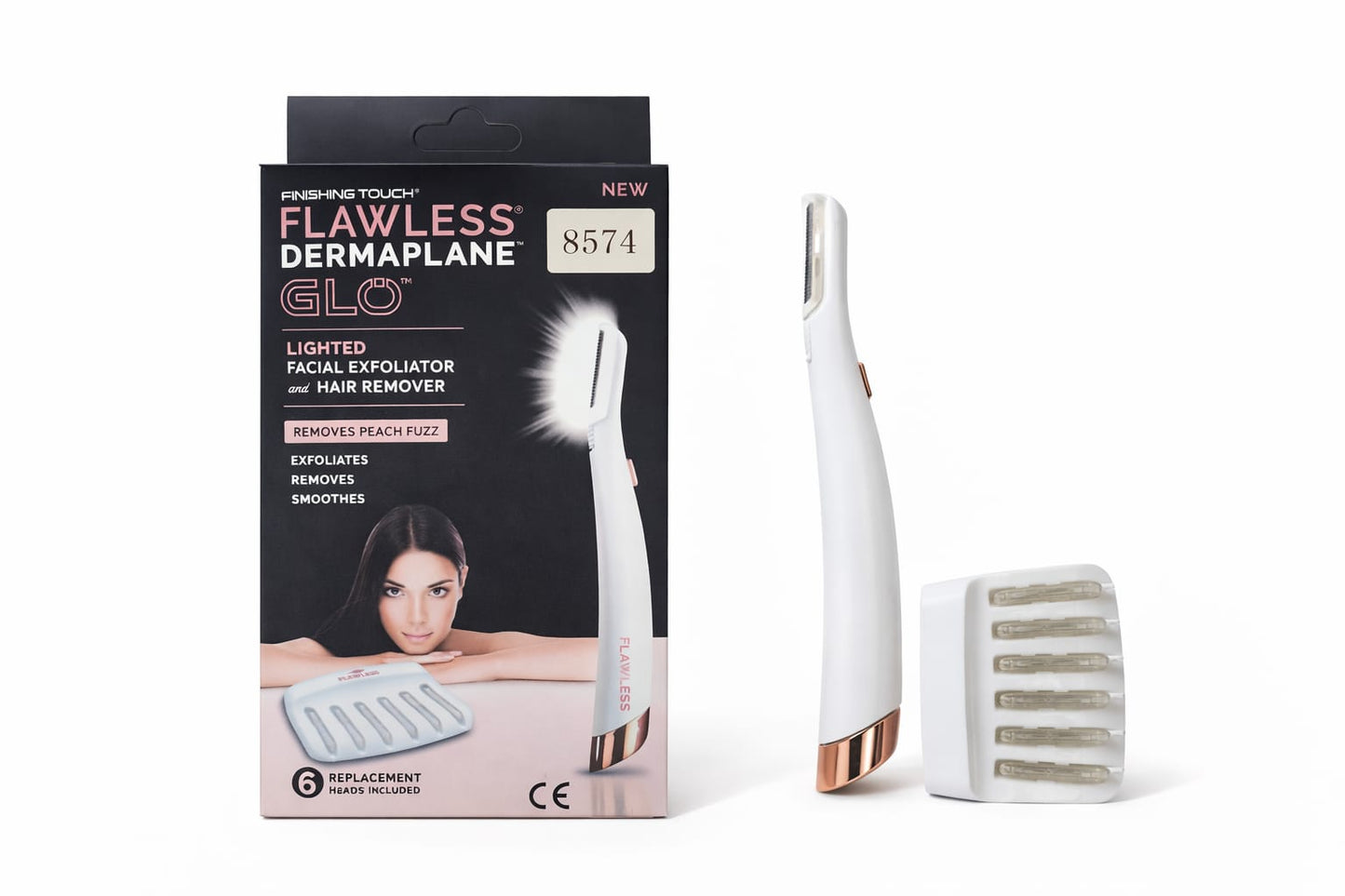 Flawless Dermaplane Glow - Podświetlany Eksfoliator i Depilator do Twarzy