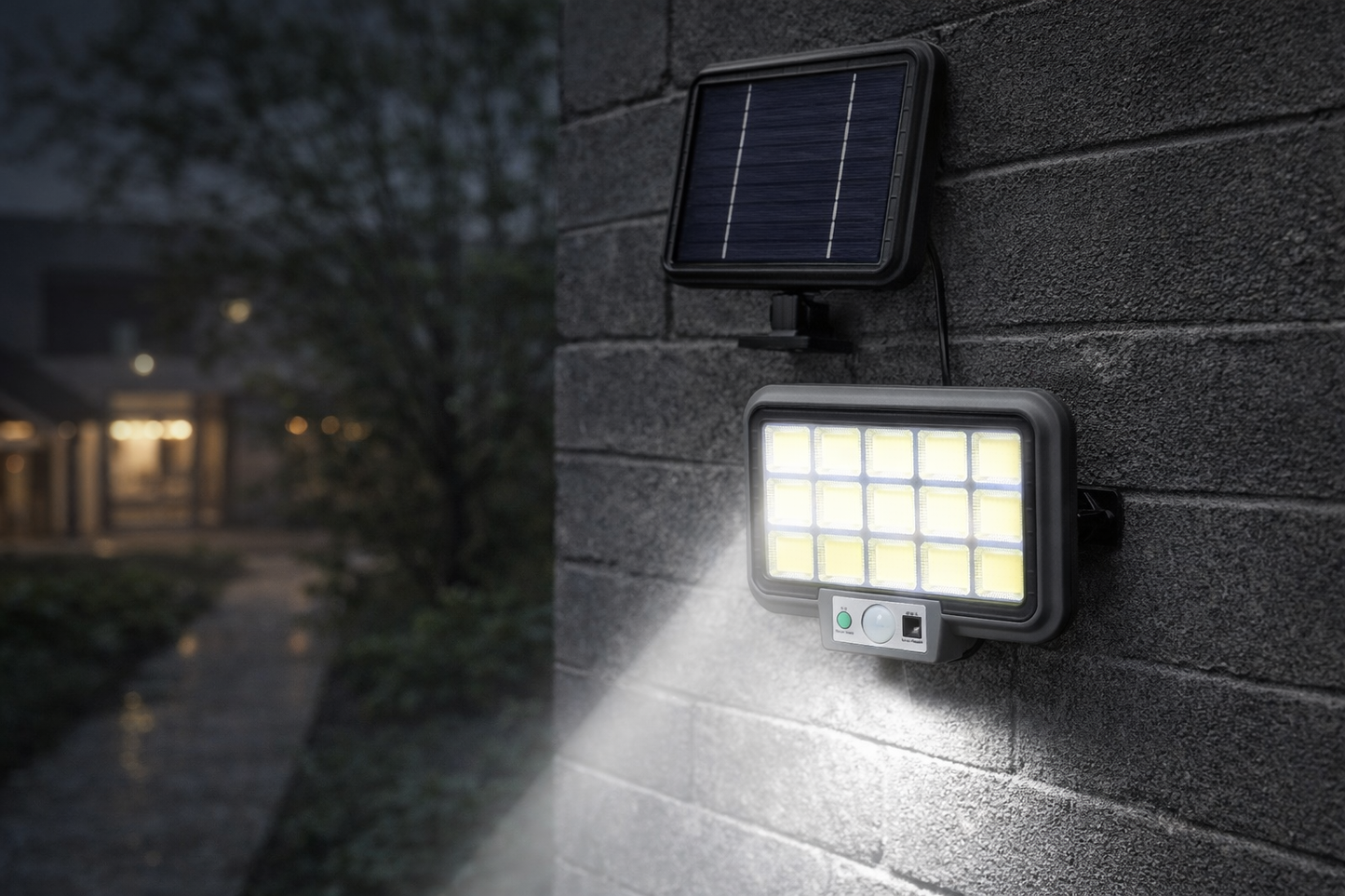 Solarna Lampa Ścienna z Czujnikiem Ruchu 216 COB z Pilotem