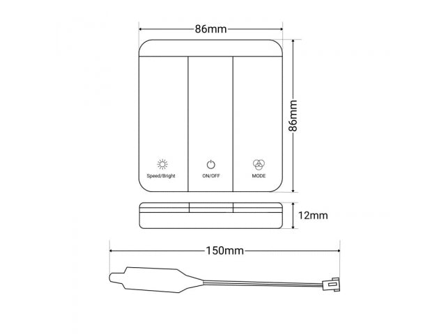 Bezprzewodowy Kontroler LED z Panelem Ściennym - Jasność, Tryby, Prędkość