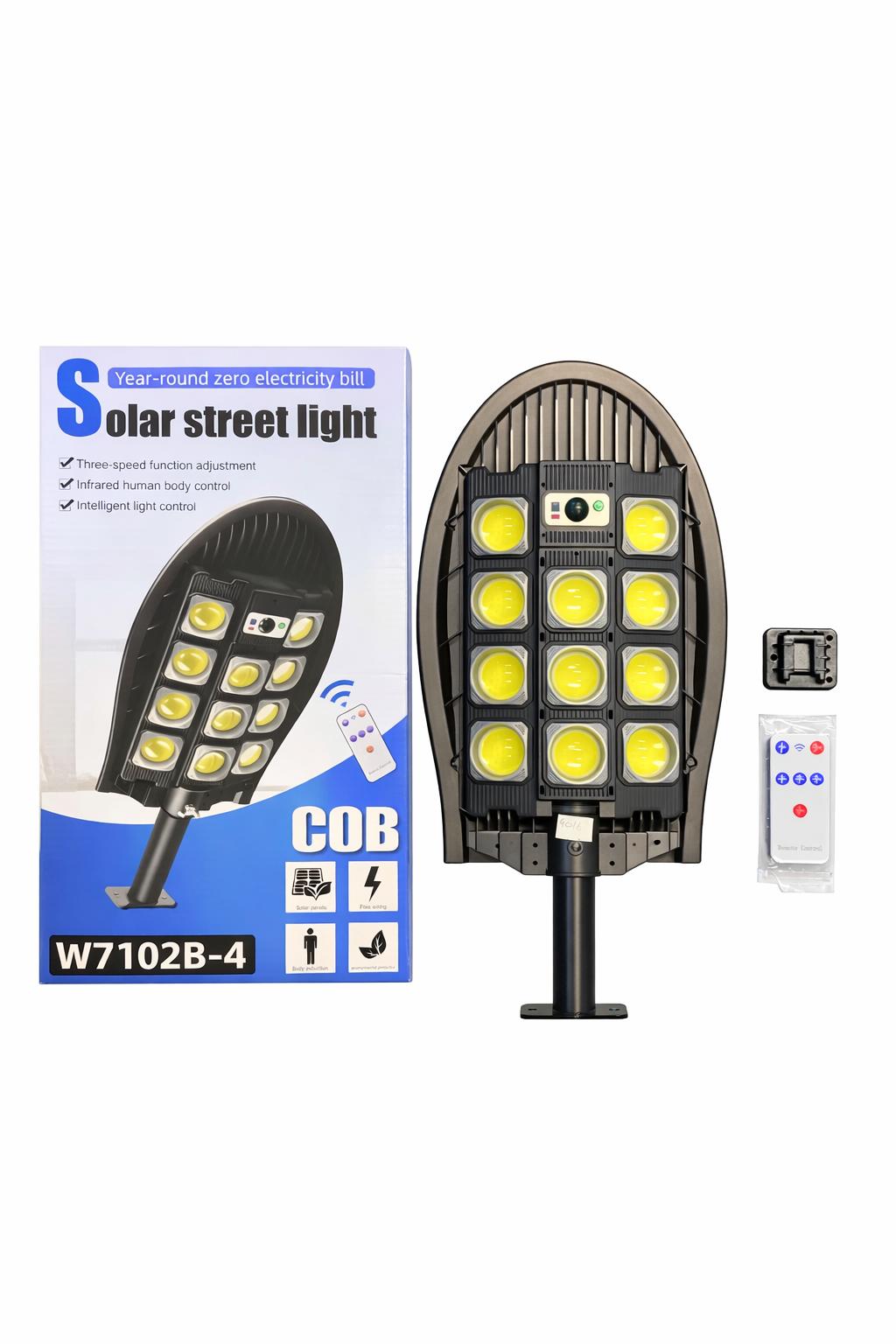 Solarna Lampa Uliczna LED COB z Czujnikiem Ruchu - 11 Żarówek