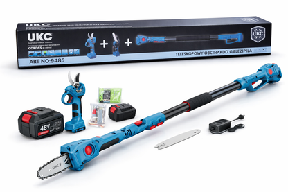 Zestaw Akumulatorowych Narzędzi Ogrodowych UKC 48V: Nożyce, Mini Piła, Teleskop