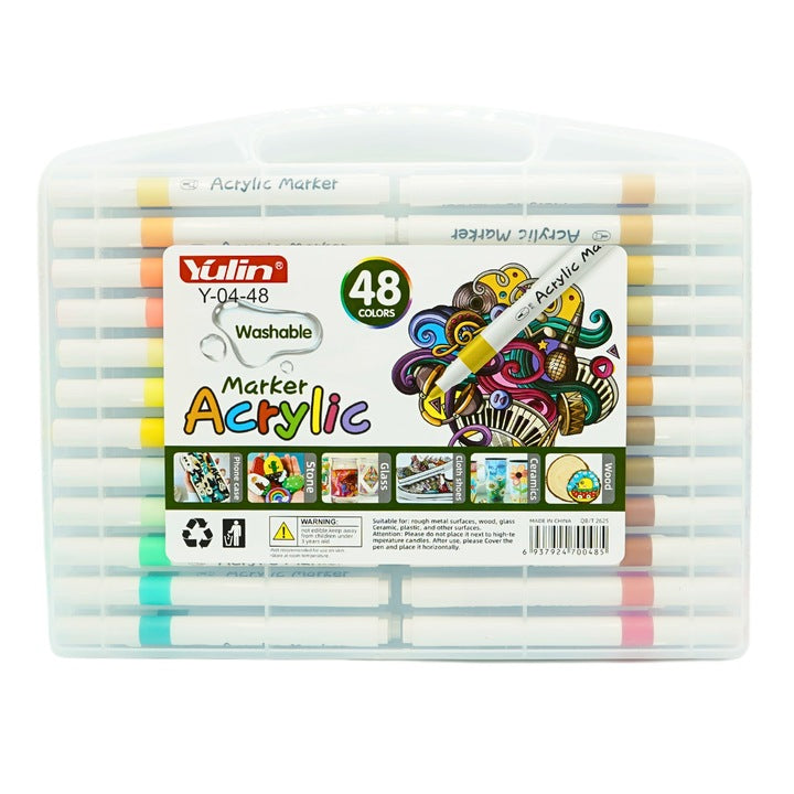 Zestaw 48 Zmywalnych Markerów Akrylowych Yulin do DIY i Art.