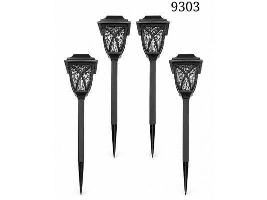 Zestaw 4 Czarnych Lamp Solarnych Ogrodowych – Art. 9303 – zdjęcie główne