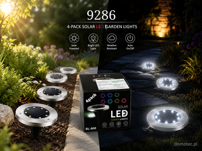 Solarne Lampy Ogrodowe LED - Zestaw 4 szt. Białe Światło