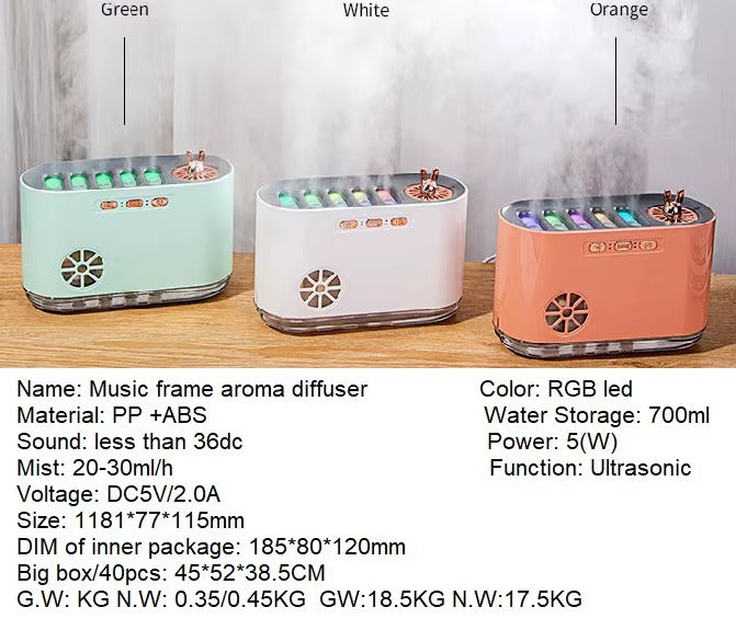 Nawilżacz Fontanna Muzyczna LED 700ml - Aromaterapia i Relaks