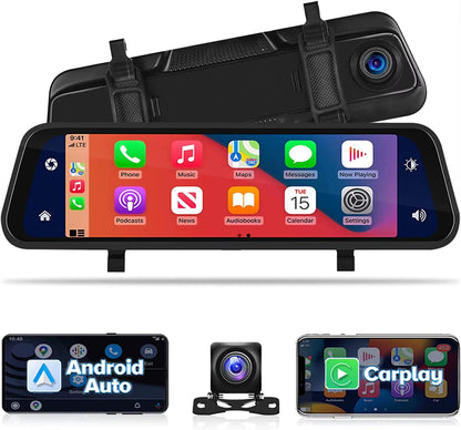 Lusterko 4K z Kamerą, CarPlay, Rejestrator Jazdy i Cofania