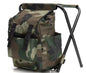 Składany Plecak-Stołek Kamuflaż 2w1 | Idealny na Biwak i Ryby