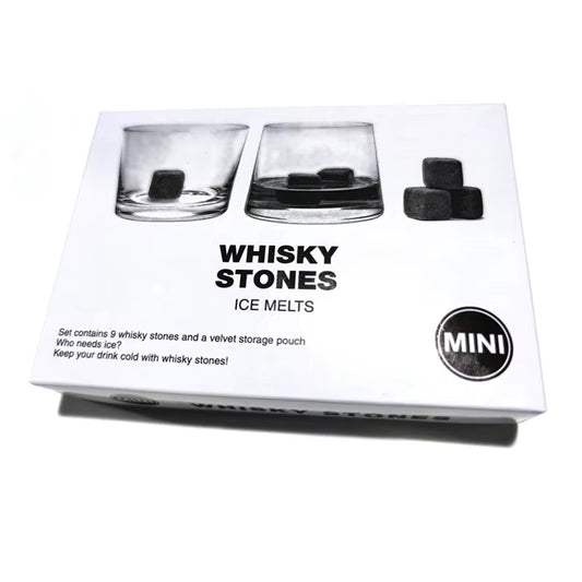 Kamienie do Whisky - 9 Kostek Chłodzących z Woreczkiem Welurowym