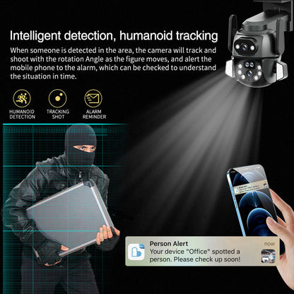 Kamera Bezpieczeństwa PTZ z Podwójnym Obiektywem, Śledzeniem i Reflektorami