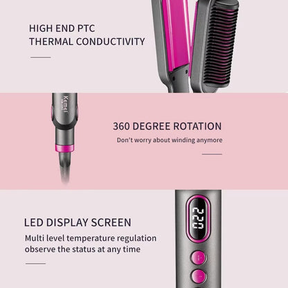 KEMEI KM-2263 Prostownico-Lokówka Grzebień 2w1 do Włosów