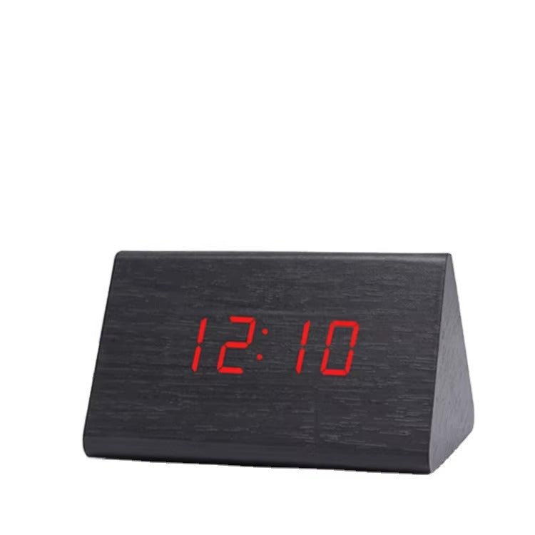 Nowoczesny Drewniany Budzik LED - Stylowy Zegar Cyfrowy