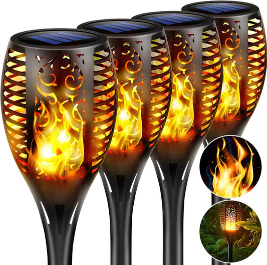 Solarne Pochodnie Ogrodowe LED Płomień - Zestaw 4 | Oświetlenie Zewnętrzne