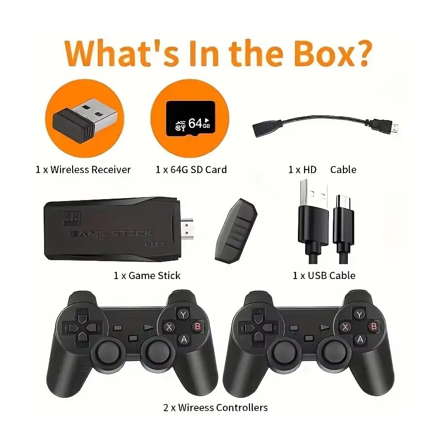 Game Stick M8 4K HD z 2 Padami Bezprzewodowymi – 20000 Gier Retro